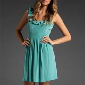 Tibi Lillian Scoop Dress Silk Aqua Blue Green 4